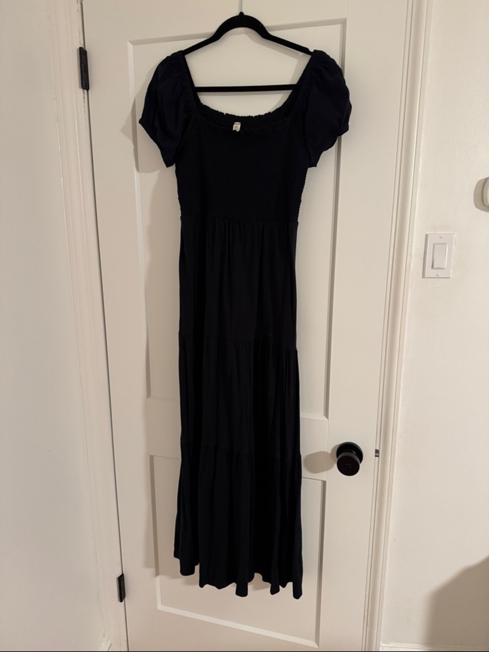 Daily Practice Black Puff-Sleeve Maxi Dress